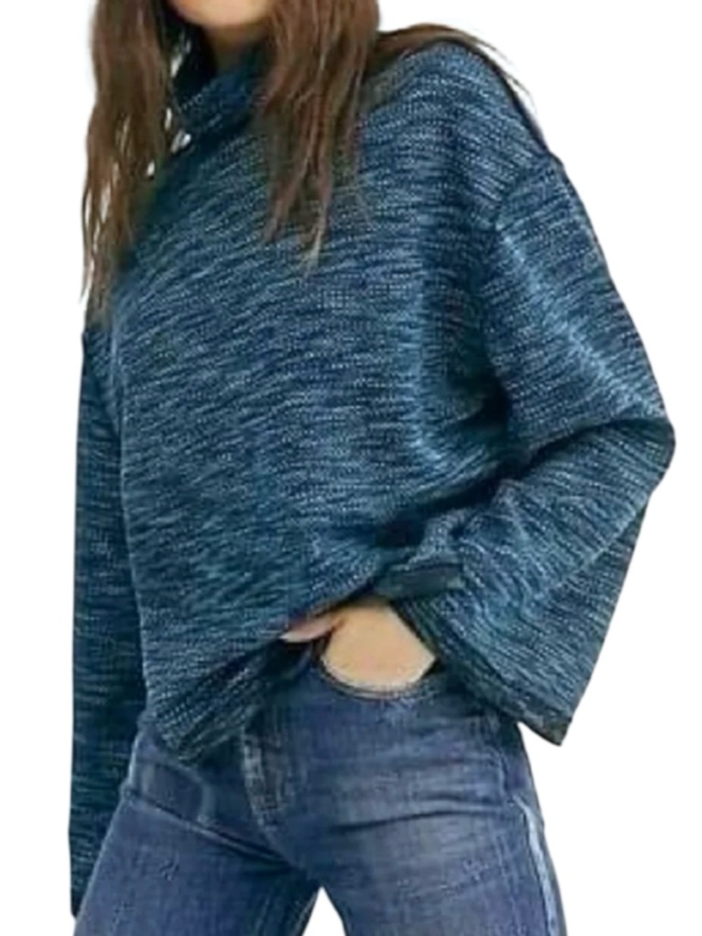 Like New Free People We The Free Sunny Days Turtleneck Top Blue Generous Small